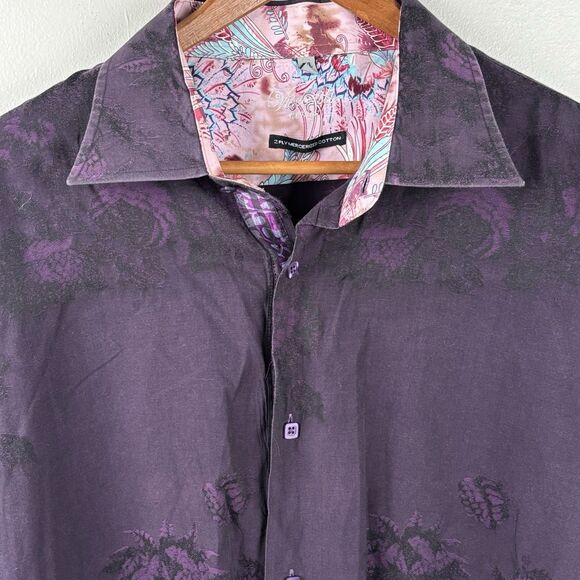 Visconti Uomo Mens 2XL Purple Mercerized Cotton Long Sleeve Button Shirt. WOW - Picture 5 of 13